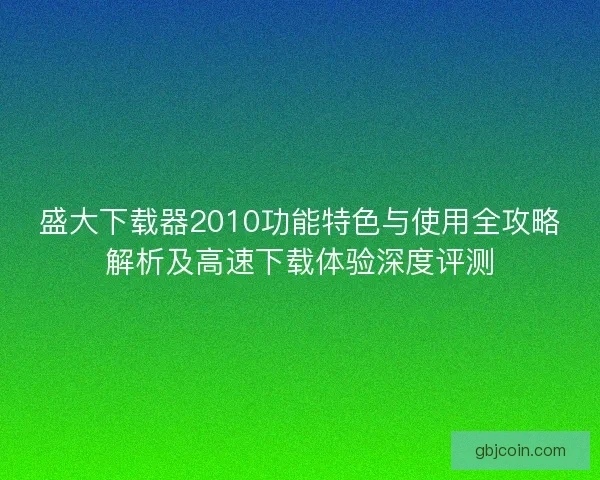 盛大下载器2010功能特色与使用全攻略解析及高速下载体验深度评测